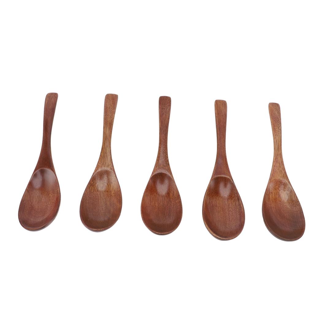 5Pcs Handmade Japanese Wooden Soup Spoons 6 Inch Long Wooden Spoons for Coffee Tea Drinks