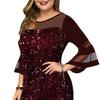 Леди Нижние Юбки Плюс Размер Вечернее Платье Сетчатая Пряжа С Блестками Плюс Размер Облегающее Платье с Расклешенными Рукавами для Свадьбы