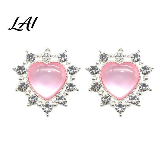 Clothing Decoration Crafts 2Pcs Cat Eye Alloy Rhinestone Gems Heart Faux Brooch Buttons 23mm Sparkling Flatbacks Flatback Gemstone Hearts