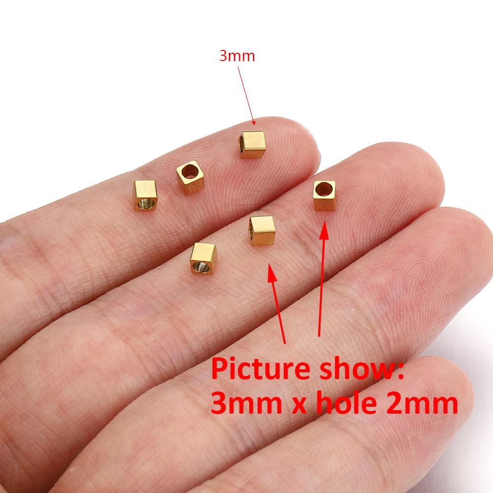 20pcs 2 3 4 5mm Stainless Steel Square Cube Bead Hole 1mm 2mm Spacer Loose Beads DIY Needlework Bracelet Necklace Jewelry Making