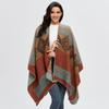 Women's Cape Shawl Autumn and Winter Retro Split Fork Warm Imitation Cashmere Scarf Cape