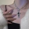 Vintage Cross Pendant Necklace Women's Ins Hip-hop Sweet Cool Autumn Winter Sweater Chain Small Design Sense Accessories Faith Women's Necklace