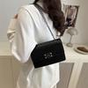 2025 Spring New Chain Small Square Bag Street Trend Stone Pattern Messenger Women's Bag Fashion Zipper Buckle Square Bag