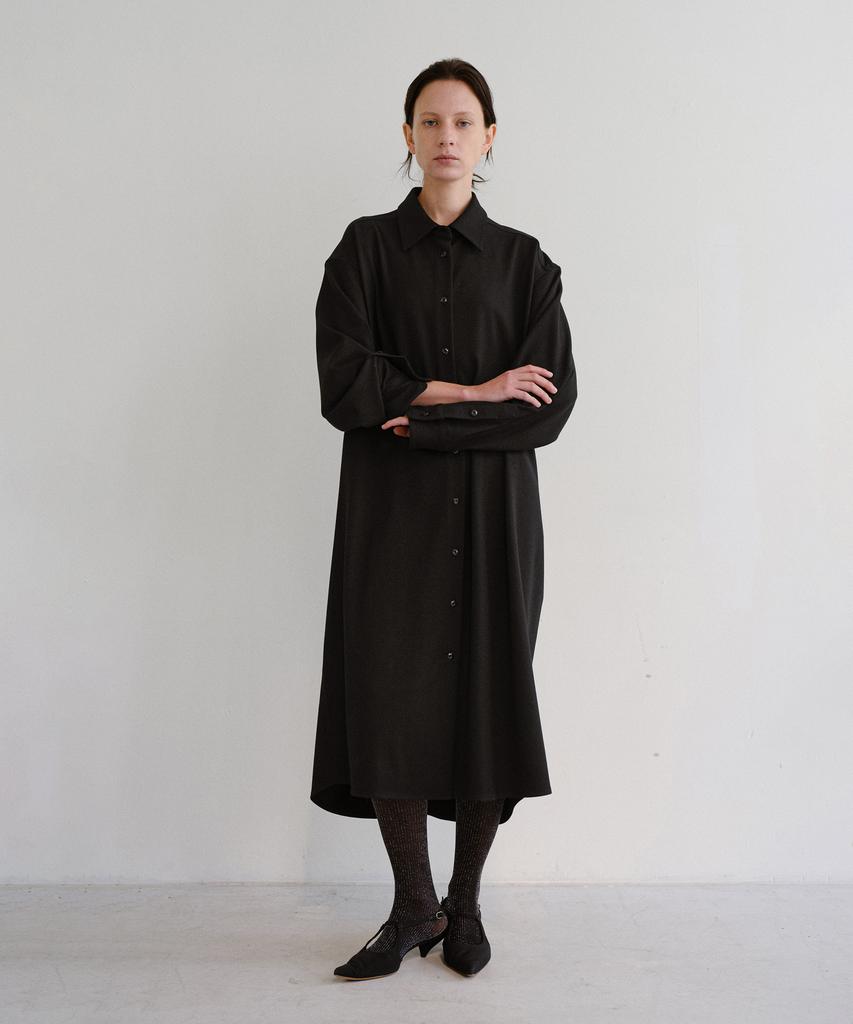 Bopeu Renaire Scarf Shirt Dress (Black Solid)