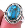 Натуральный камень бирюза голубая медь 925 проба серебро стерлинговое кольцо S.7 g4h75