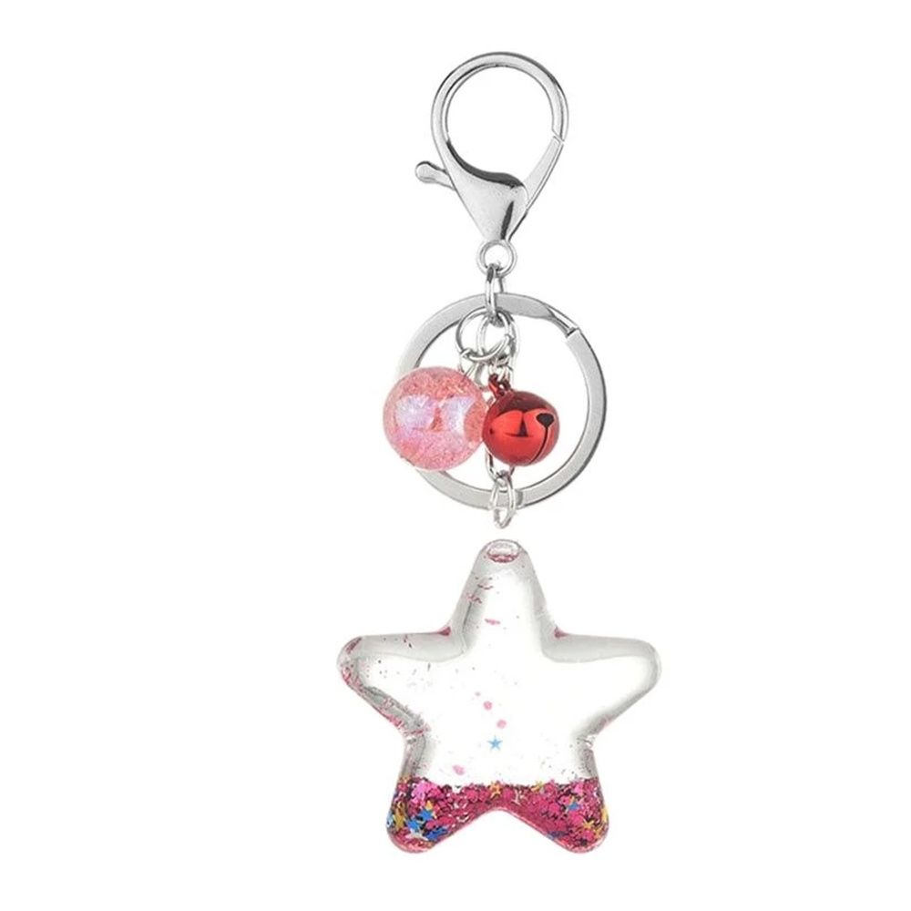 Bag Ornaments Quicksand Rock Crystal Key Ring Sequins Keyrings Liquid Keychain Pentagram Keychains