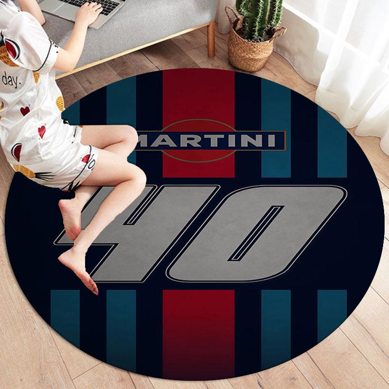 Круглый ковер Martini Racing, Ковер для гостиной, спальни, дивана, игровой комнаты, Нескользящий коврик для пола