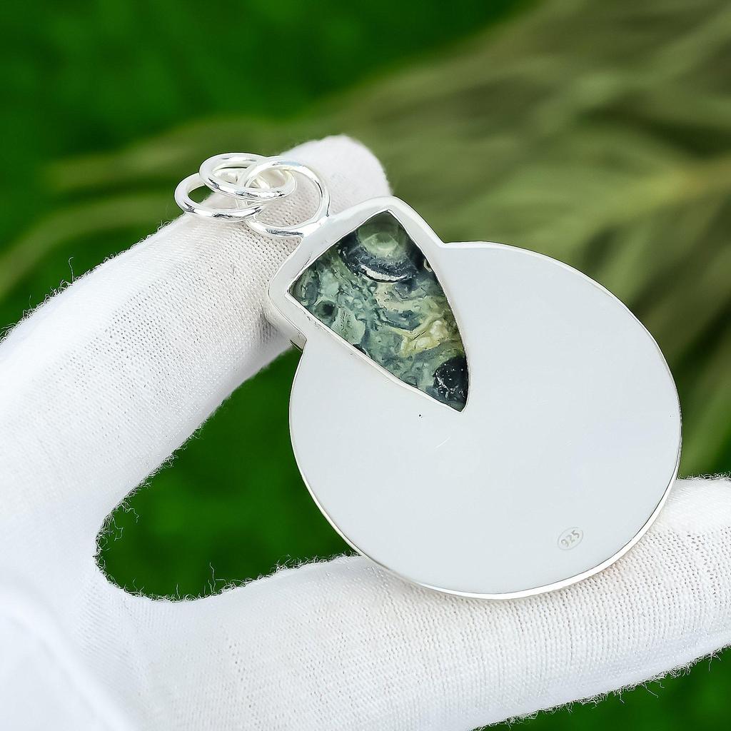 Friendship Day Sale 925 Silver Trillion Kambaba Jasper Gemstone Bezel Pendant