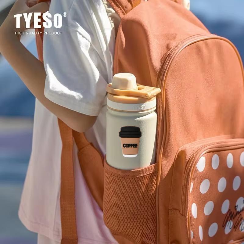 TYESO 750ML Portable Sports Cold Water Bottle with Non-slip Thick Sleeve Leakproof Outdoor Drinking Cup for Daily Use with Coffee Sticker