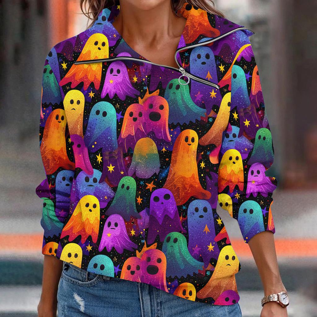 Женская футболка, свободный пуловер, спортивные топы, повседневный топ с V-образным вырезом и длинным рукавом с принтом