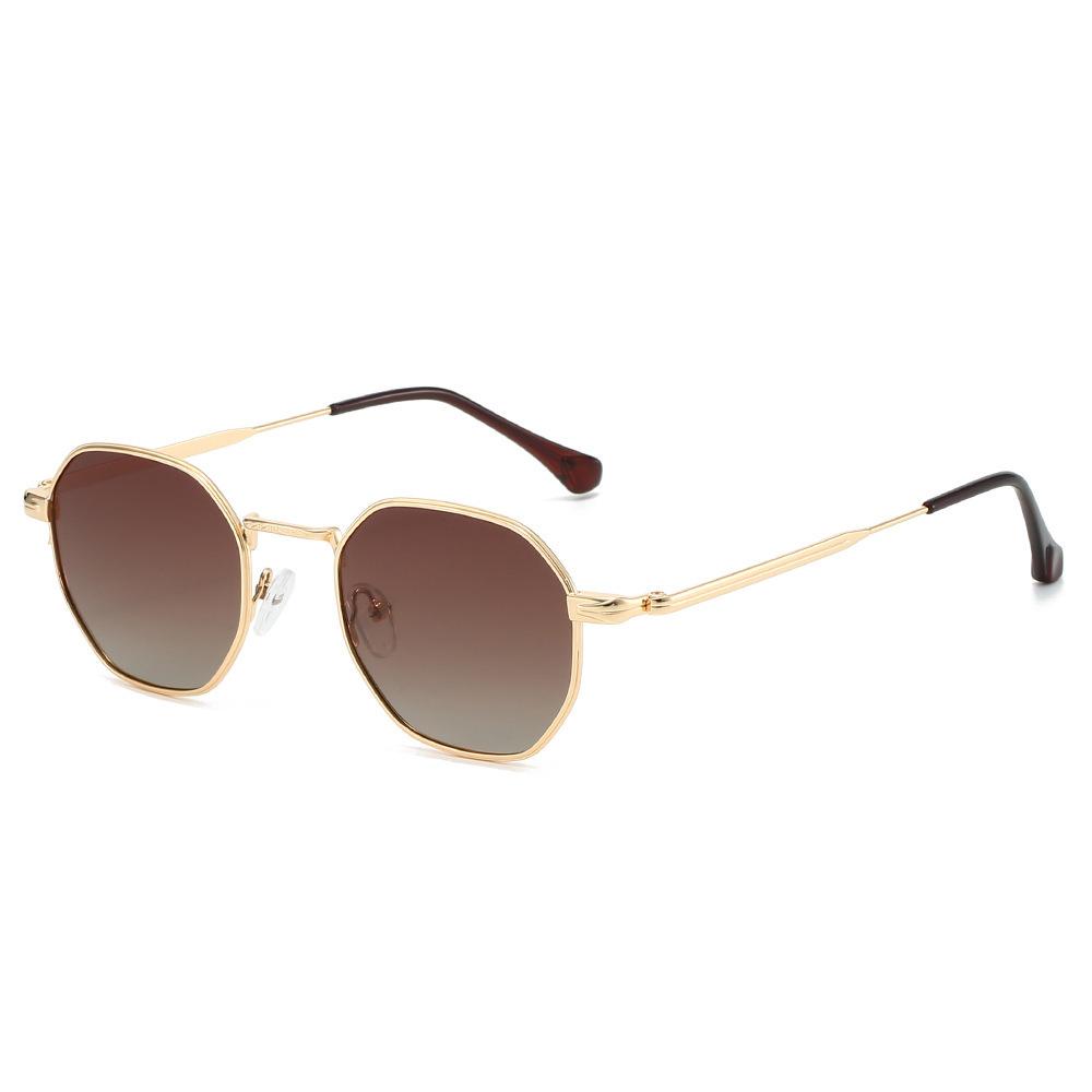 New polygonal fashion polarized sunglasses retro metal two-color craft foot sunglasses