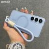 Матовый чехол-ремешок из твердого ПК с поддержкой Magsafe для Samsung Galaxy S26 S25 S24 Ultra S22 S23 Plus S21 FE A56 A55 A16 A35 Магнитная крышка