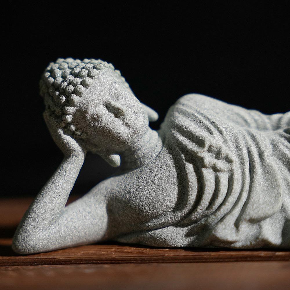 Лежащий Будда, медитирующий, резная статуя, фен-шуй, коллекционная статуэтка для дома, сада, бонсай, аквариума, стола, двора, украшения