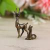 1Pc Copper Alloy Sika Deer Tabletop Small Ornaments Vintage Animal Figurines Desk Decorations Accessories Home Decor Crafts