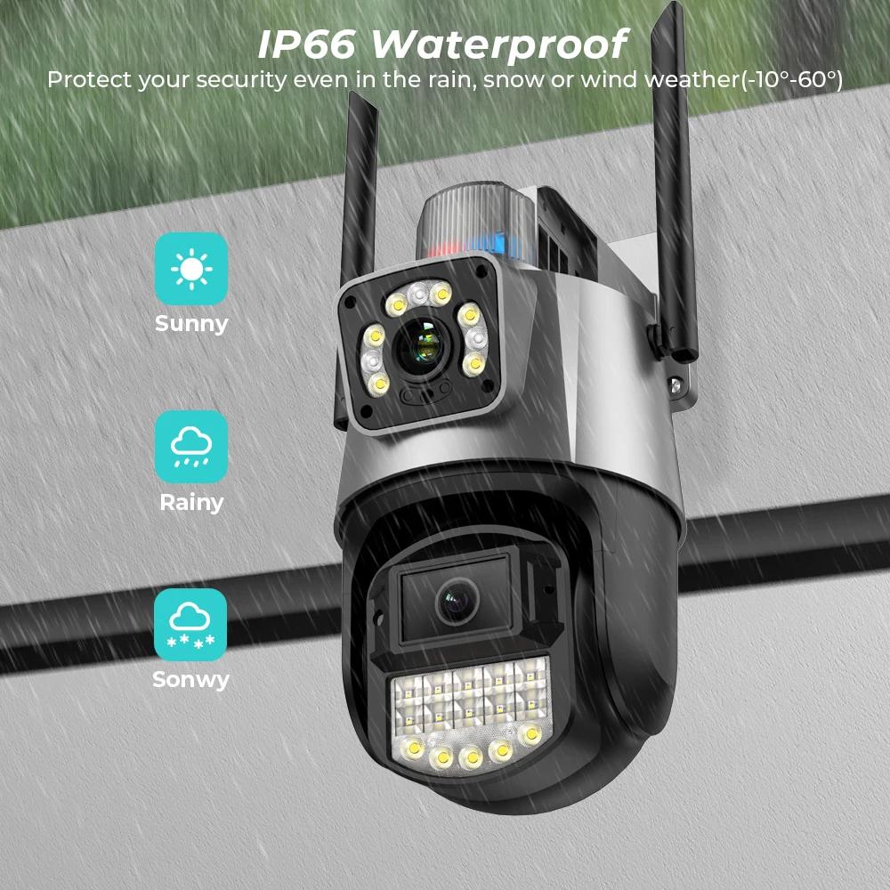 8MP 4K PTZ наружная камера видеонаблюдения с двойным экраном Wifi CCTV Видеонаблюдение Защита Автоматическая камера слежения
