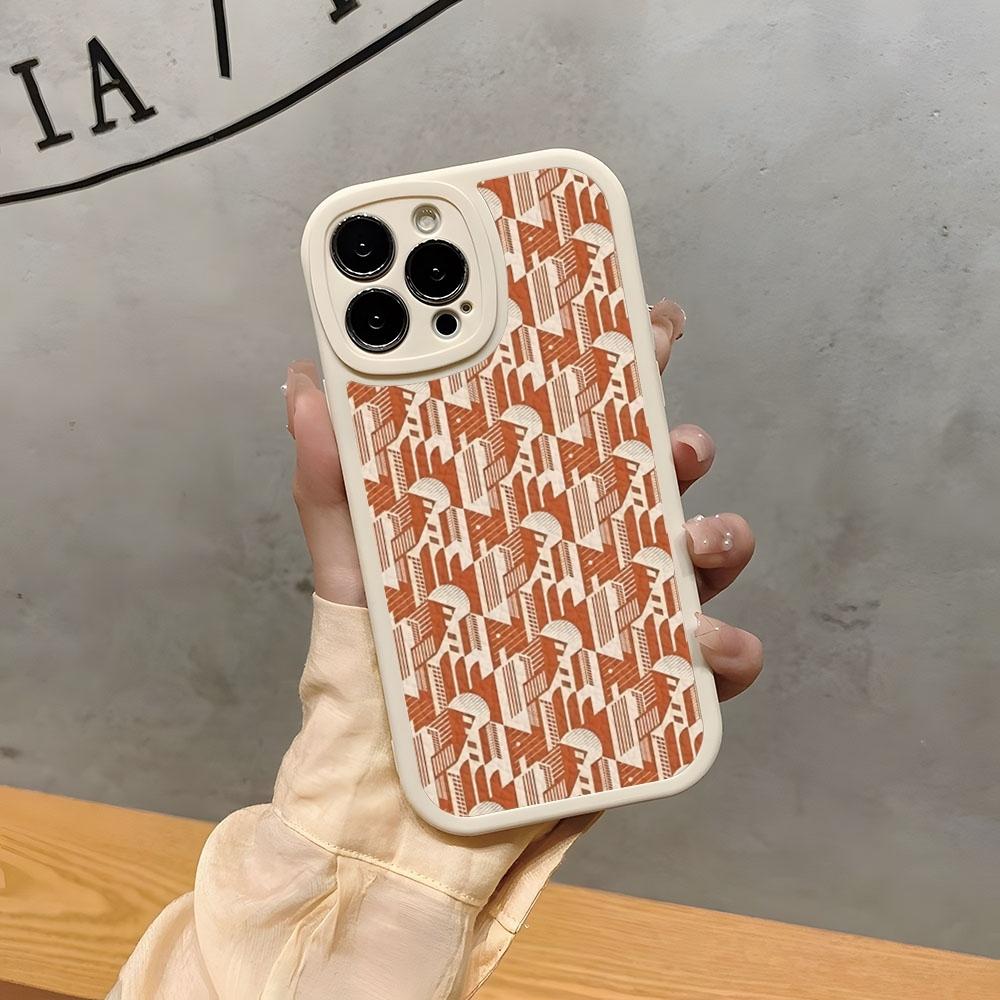Геометрический арт-кейс в стиле Баухаус для iPhone 15 Pro Max 16 Plus 14 Pro 11 13 12 Mini X Xr Xs 7 8 Se Чехол из кожи ягненка