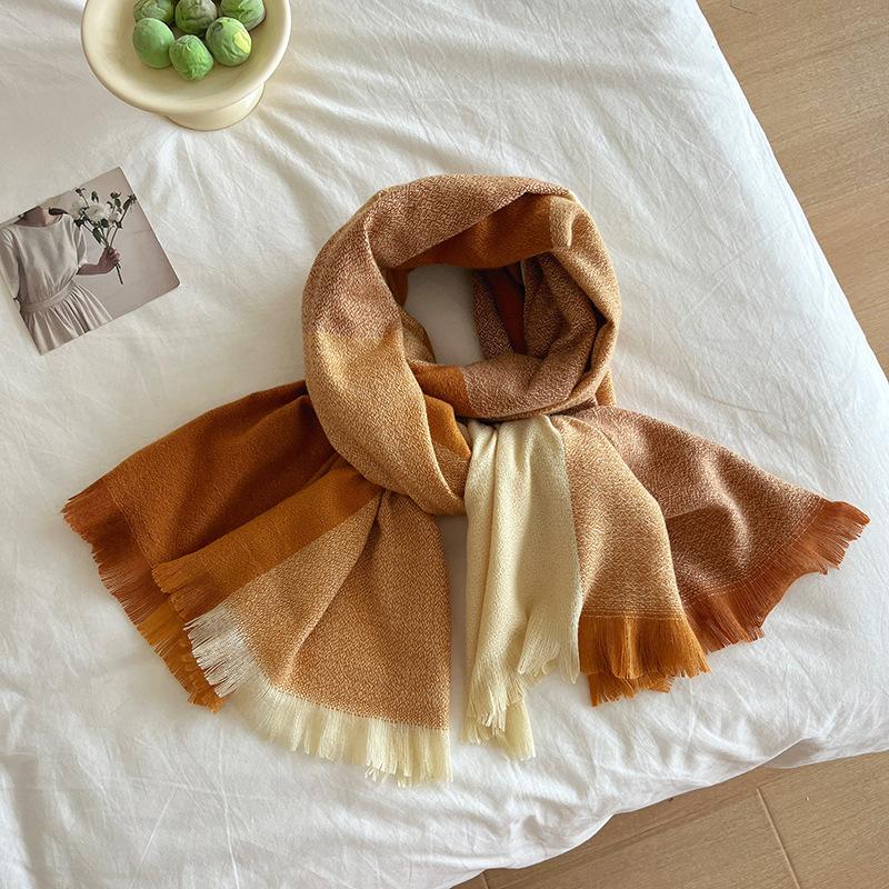 2024 Warm and Comfortable Checkered Imitation Cashmere Scarf for Women