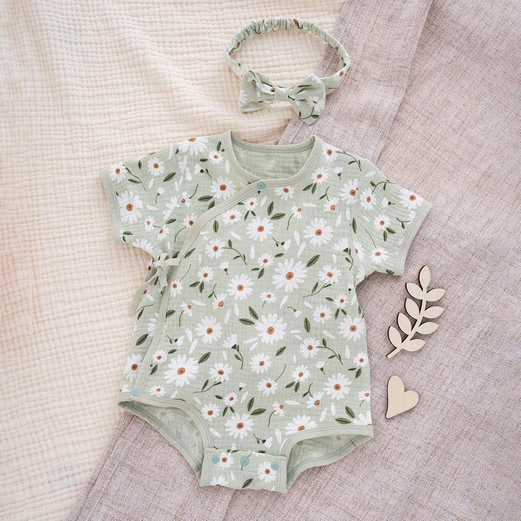 Adorable Floral Print Summer Romper Set for Baby Girls - 0 to 12 Months