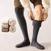 Мужские гольфы на осень и зиму, Утепленные и с флисом, Кашемировые теплые высокие носки до бедра, Дышащие и впитывающие пот плотные носки