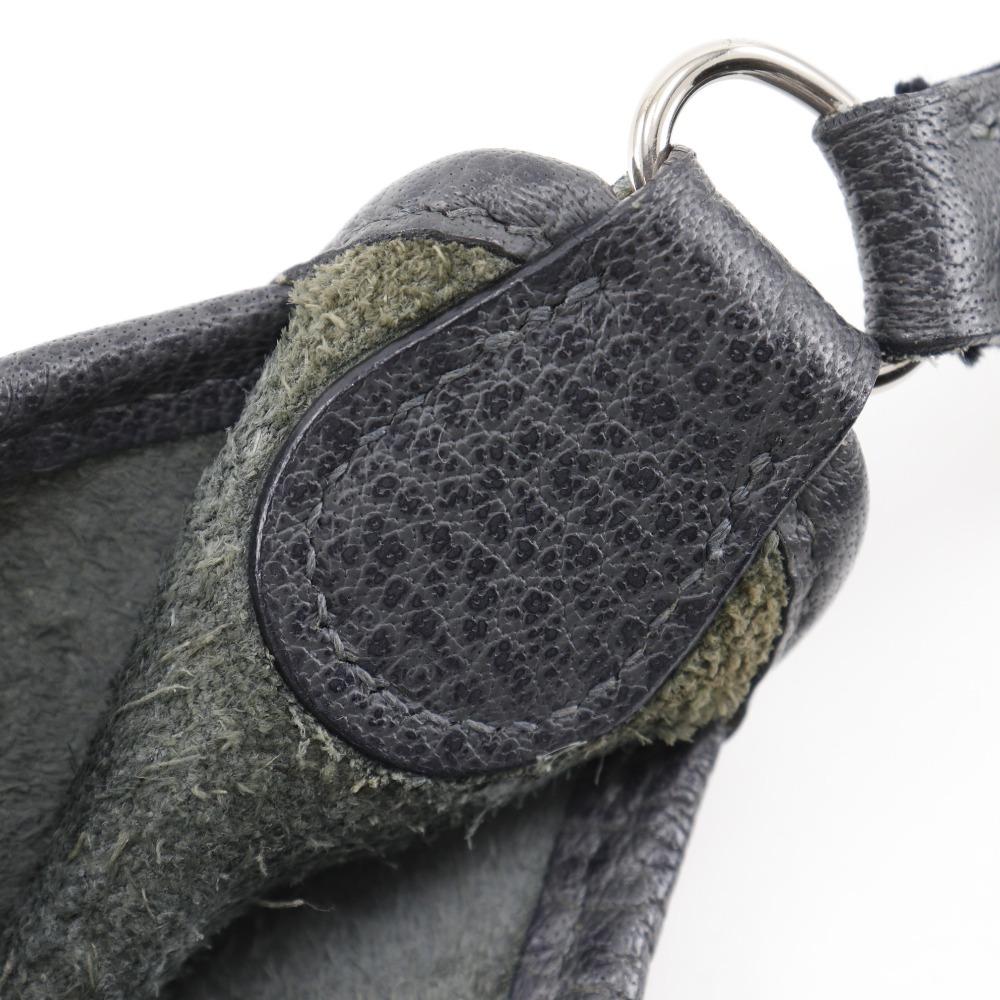 HERMES Vespa 28 Shoulder Bag gray/black leather Women Used