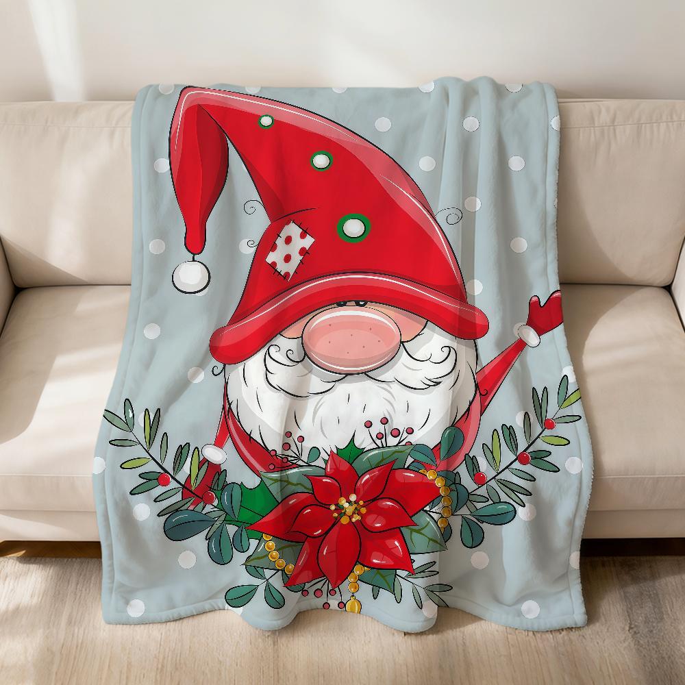 fashion art Cute Christmas gnomes Flannel soft warm plush blanket for sofa living room pet hogar bedroom gift home Car portable