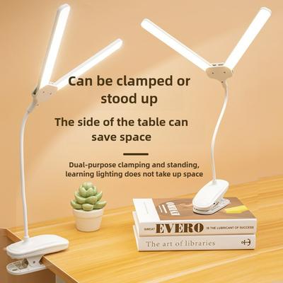 Светодиодная настольная лампа с клипсой для защиты глаз, для чтения, с USB-зарядкой
