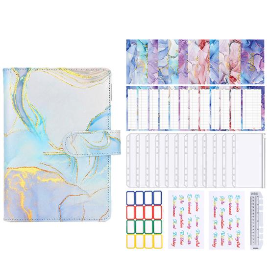 Блокнот-планировщик бюджета, полезный с наклейками и линейками, сумки на молнии, цветной органайзер формата А6 с мрамором, органайзер для денег, переплет книг для школы