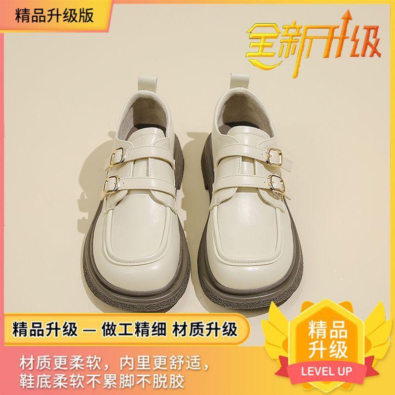 Лоферы женские черные французские туфли на платформе одинарные британские универсальные маленькие кожаные туфли с одной педалью