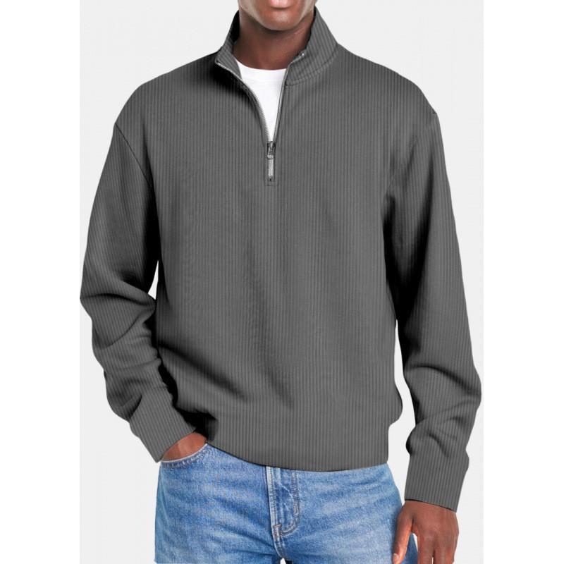 Mens Long Sleeve Zipper Polo Shirt Slim Fit Casual Sportswear Fashion Top
