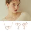 Double Heart Necklace + Earrings Set (Set-J0-1085)