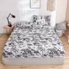 White Bed Sheet With Elastic Band Marbling Printed Single/Queen/King Size Fitted Bed Sheets For Double Beds All-Around Bed Cover