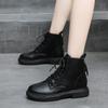 Footwear Lace-up Black Short Shoes for Women Work Booties Waterproof Female Ankle Boots with Laces Elegant Low Heels Chic Hot Pu