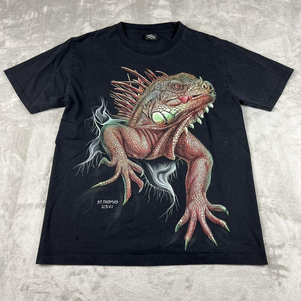 Винтажная футболка унисекс 90-х годов St Thomas Iguana Nature Lizard AOP