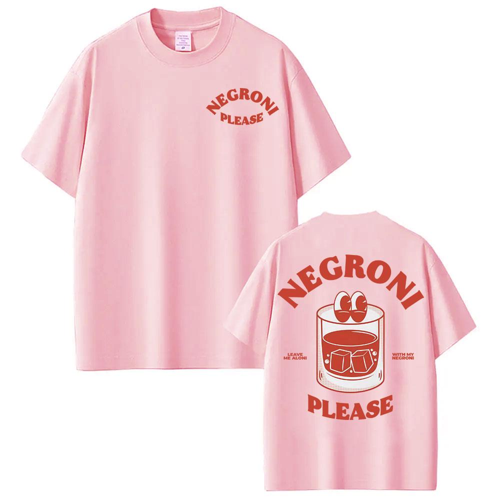 Negroni Please Cartoon Meme T Shirt Funny Cocktail Drink Cute Graphic Tee Shirt Unisex Women Fashion Casual Cozy Tshirt Streetwear