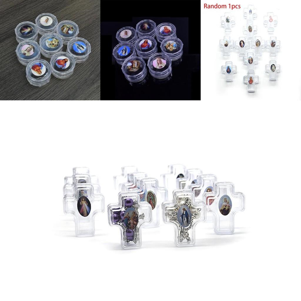 Прочная пластиковая коробочка для розария с уникальным случайным изображением для подарков на крещение и свадьбу