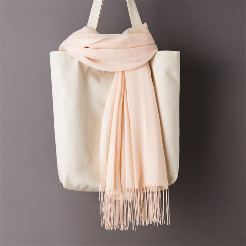 Fashion Solid Color Women Thin Tassel Long Scarf Hijabs Lady Shawls Cashmere Like Pashmina Hijabs Scarves Wraps