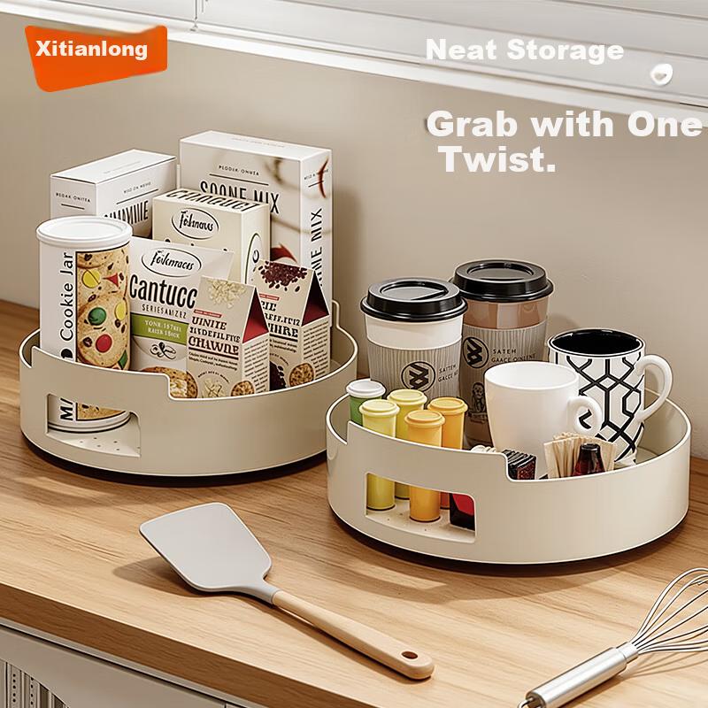 Xitianlong Spice Rack Kitchen Seasoning Organizer Rotating Tray Elevated Large Size
