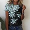 Fanshion 3D Flower Print Y2k Graphic T Shirts Женские повседневные футболки с коротким рукавом Топы Цветочные Harajuku Pretty Женская одежда