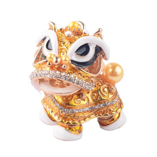 Инкрустация стразами в китайском стиле, реалистичное трехмерное неувядающее украшение, вращающаяся на 360 градусов голова, вращающийся кристалл с кристаллом, сумка для ключей в виде танца льва