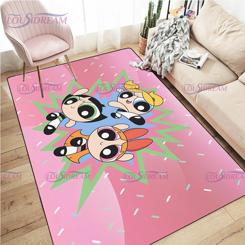 Ковер с героями мультфильмов «Крутые девчонки» с принтом для гостиной, спальни, декор, ковер для ванной комнаты, нескользящий ковер, напольный коврик, коврик в прихожей