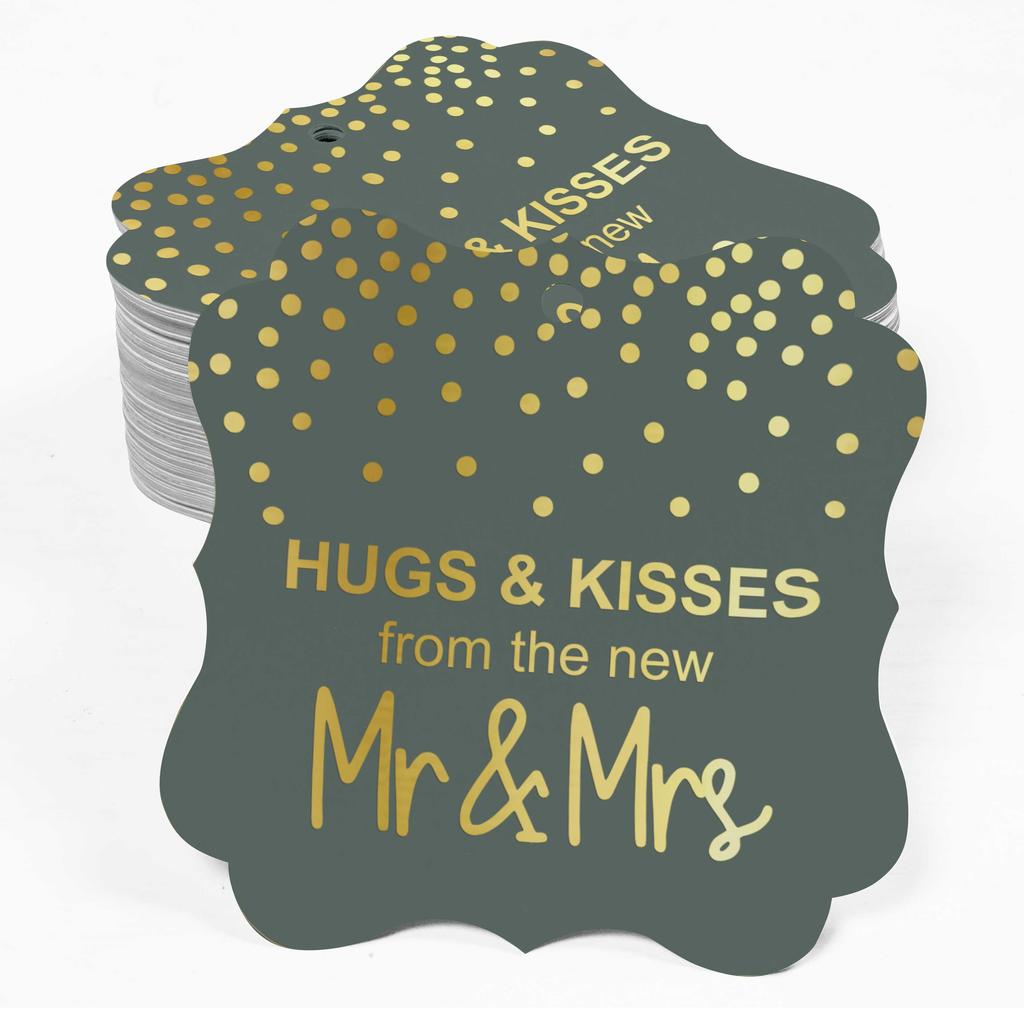 Inkdotpot Бирки для поцелуев и объятий с новой свадебной сувенирной скобой в форме подарочных бирок из настоящей золотой фольги для бонбоньерок