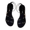 Fashion Fashion Multi Metal Buckle Design Flat Sandals Women Summer Sexy Open Toe Ankle-Wrap Beach Roman Sandals Elegant Dress Shoes