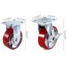 4 Pack 6 x 2 Inch Caster Wheels 2 Rigid and 2 Swivel Casters with Side Brake Polyurethane Iron Core Plate 1000LBS Capacity Per Wheel