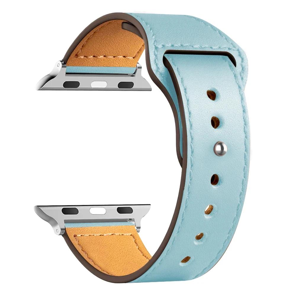 Кожаный ремешок для Apple watch band Ultra 49 мм 44 мм 40 мм 38 мм/42 мм спортивный браслет iWatch series 9 8 7 3 4 5 6 se 41 мм/45 мм