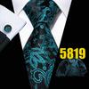 Mens Fashion Neckties Teal Silk Tie Pocket Square Cufflinks Blue&Green Formal Casual Ties
