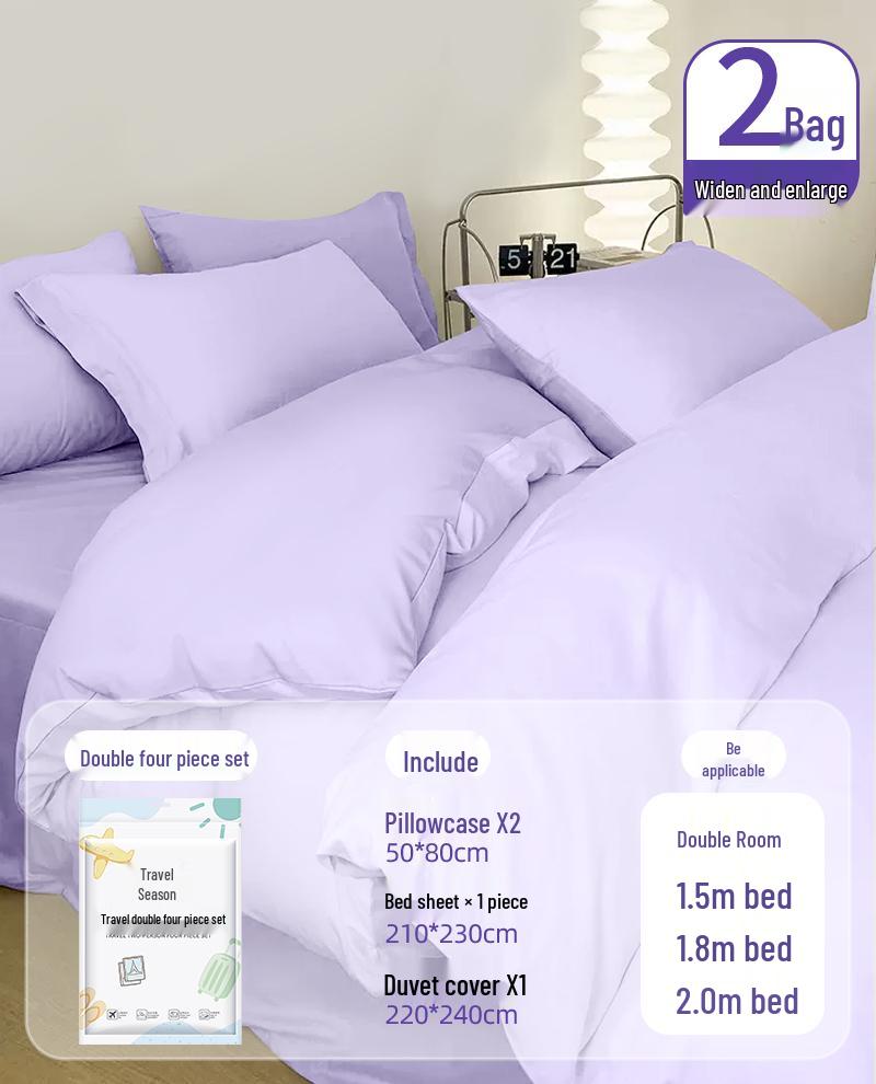 Portable Disposable Bed Sheet & Pillowcase Set: Anti-Dirty, Thickened Four-Piece Travel Kit for Double & Single Beds