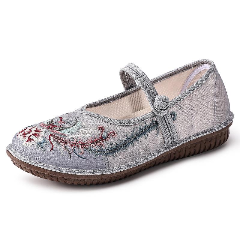 Женские туфли летние напечатанные старые Пекинские тканевые туфли женские новые летающие тканые дышащие вышитые туфли универсальные туфли Hanfu удобные одинарные