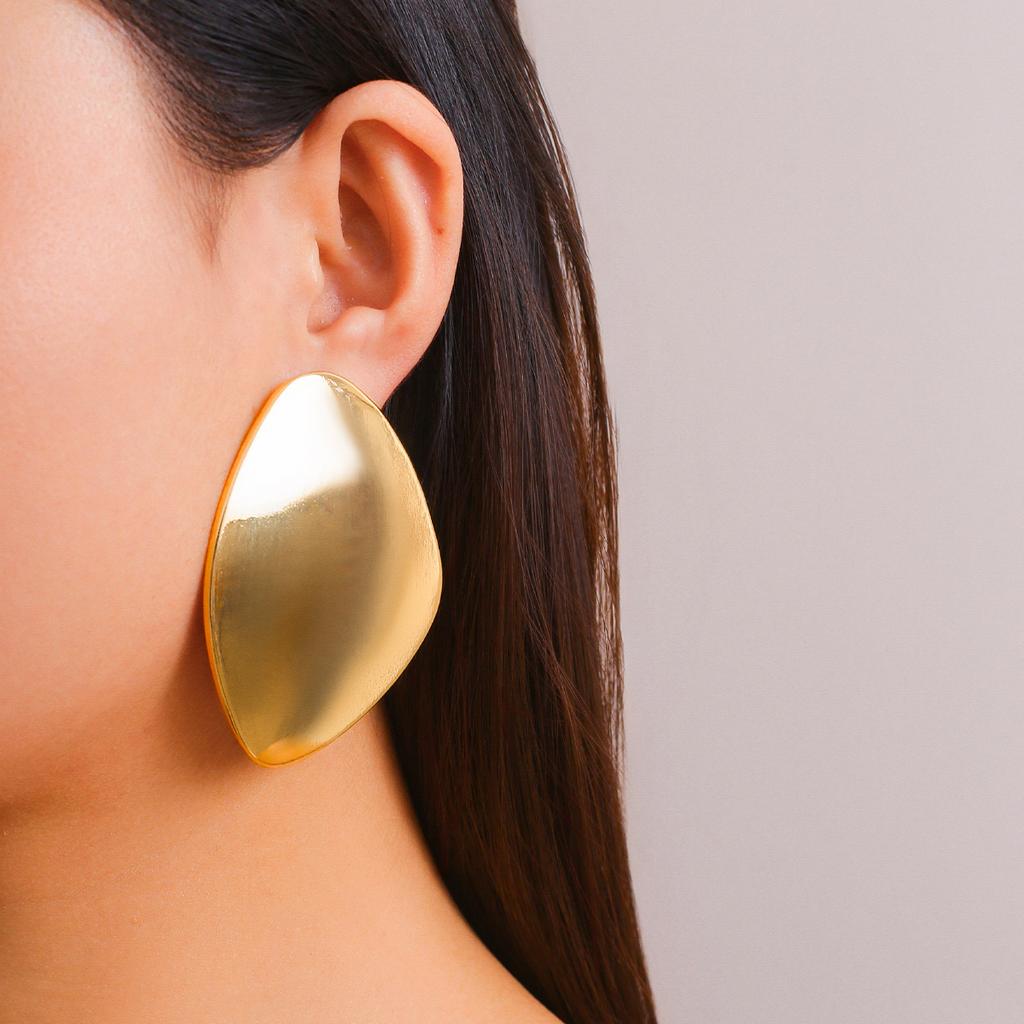 Ingemark Exaggerated Big Irregular Metal Stud Earrings for Women Trend 2026 Classic Gold Color Pierced Earring Steampunk Jewelry