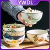 4pcs Ceramic Rice Bowl Set Cereal Soup Dessert Snack Bowl Kitchen Salad Serving Bowl Tableware Microwave Safe Japanese Style 5"