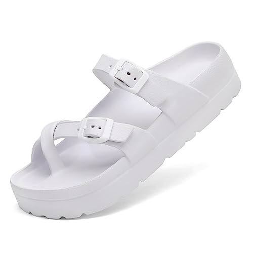 Fashion Comwarm 2025 Women's Platform Sandals With Arch Support Lightweight Slip On Slides Summer Beach Sandals with Adjustable Buckle